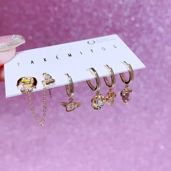 14K Gold Disney Toy Story Theme Stud Mismatched Huggie Hoop Ear… - Picture 2 of 5